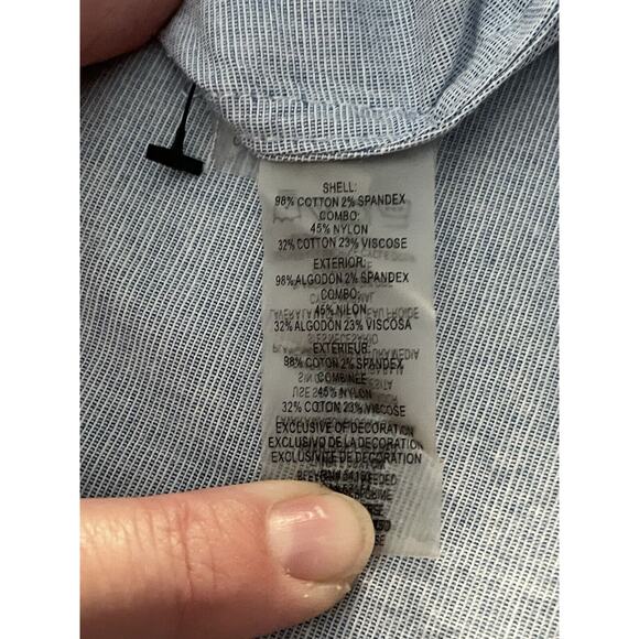 3-FOR-$30 Karl Lagerfeld Sz S Ruffle Sleeve Top Chambray Blue  White Lace - Picture 10 of 10